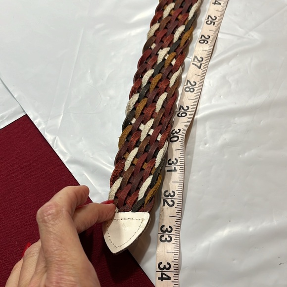 colorful Braided Leather BELT Purple white yellow Rainbow 1.5”w GUATEMALA Small - Picture 8 of 11